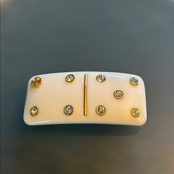 Tory Burch Ivory Hair Clip with Gold Details FULL INCLUSION - Picture 2 of 5